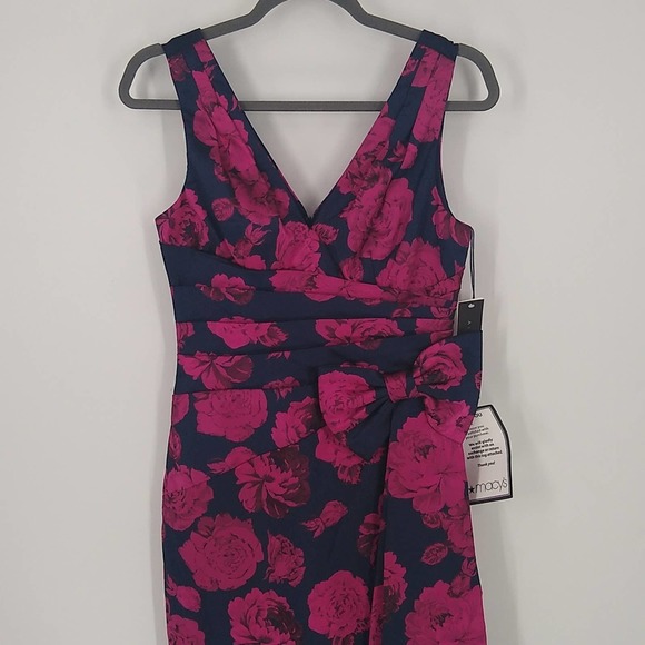 Aidan Mattox Floral Print Sleeveless Cocktail Dress in Fuchsia Multi - Picture 5 of 14